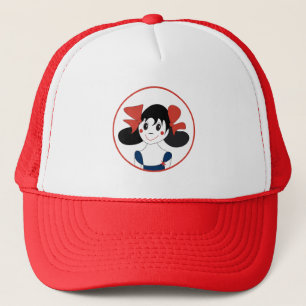 Schattig Meisje met Rode Strikken Kinder Illustrat Trucker Pet
