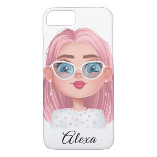 Schattig meisje met roze haar 	iPhone 8/7 hoesje