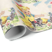 schattig meisje met schattig klein katje cadeaupapier (Rol Hoek)