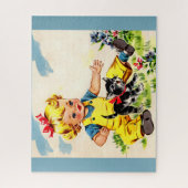 schattig meisje met schattig klein katje legpuzzel (Verticaal)