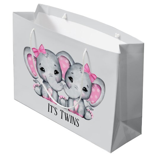 schattig meisje met tweelingbroer voegt tekst toe groot cadeauzakje (Achterkant Gekanteld)