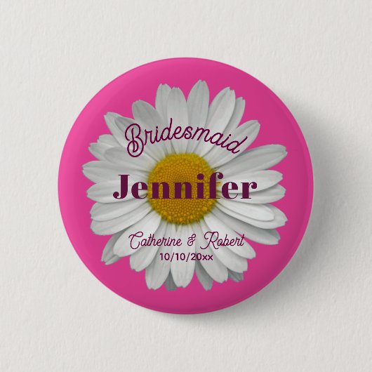 Schattig meisje modern madeliefje heet roze ronde button 5,7 cm (Voorkant)