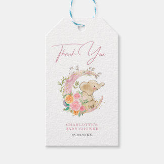 Schattig Meisje Olifant Bloem Maandelijkse Baby Bo Cadeaulabel