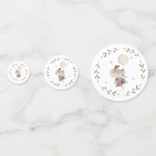 Schattig Meisje Olifant Botanische Bloemen Boho Ba Confetti (Achterkanten)