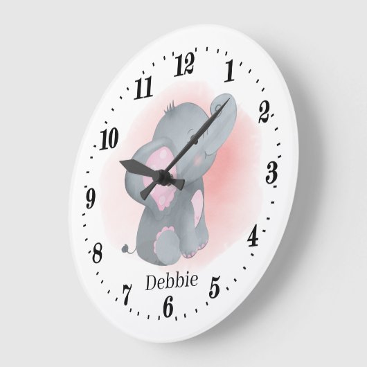 schattig meisje olifanten voegen naam toe grote klok (Hoek)