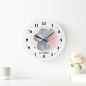 schattig meisje olifanten voegen naam toe grote klok (Huis)