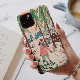 Schattig Meisje op Schommel Roze Groen Geïllustree Case-Mate iPhone Case