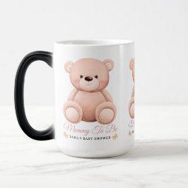 Schattig meisje oranje teddybeer zwangereBaby Show Magische Mok