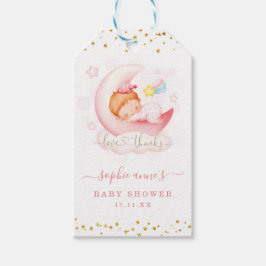 Schattig meisje over de maan Baby shower Baby show Cadeaulabel
