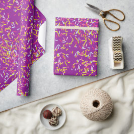 Schattig Meisje Paarse Kleur Donut Strooisel Patro Cadeaupapier