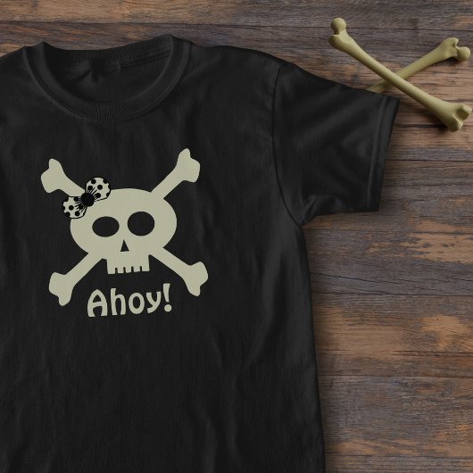 Schattig Meisje Pirate Skull en Crossbones T-shirt