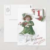 Schattig meisje Poinsettias Poinsettia Briefkaart (Voorkant / Achterkant)