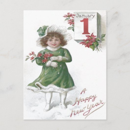 Schattig meisje Poinsettias Poinsettia Briefkaart (Voorkant)