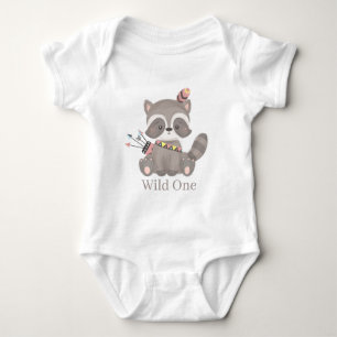 schattig meisje raccoon wild romper