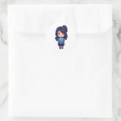 Schattig meisje ronde sticker (Tas)