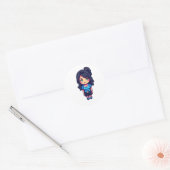 Schattig meisje ronde sticker (Envelop)