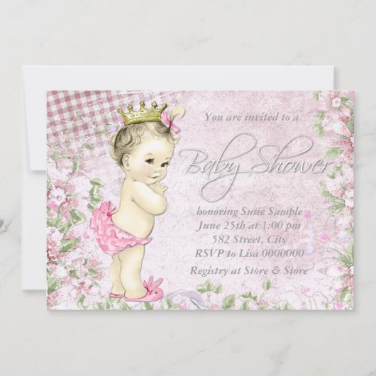Schattig Meisje  Roze Baby shower Kaart (Voorkant)