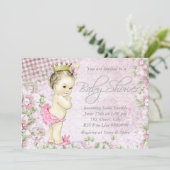 Schattig Meisje  Roze Baby shower Kaart (Staand voorkant)
