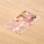 Schattig Meisje Roze Dino Dinosaur Foto Kinderen V Acryl Uitnodigingen (Laagn)