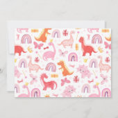 Schattig Meisje Roze Dino Dinosaur Foto Kinderen V Kaart (Achterkant)