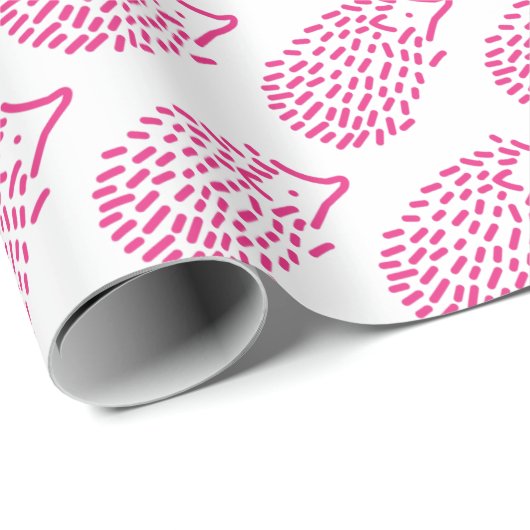 Schattig Meisje Roze Egel Kinder Baby dier Cadeaupapier (Rol Hoek)