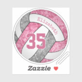 schattig meisje roze gepersonaliseerd volleybal sticker (Vel)