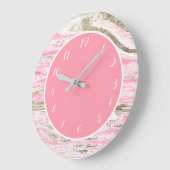 Schattig meisje roze goud marmer patroon grote klok (Hoek)