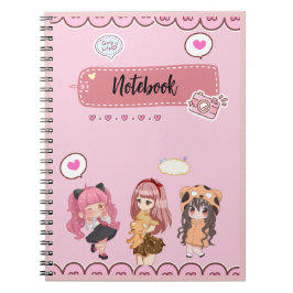 Schattig meisje roze notitieboek
