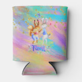 Schattig meisje roze Paarse blauw bos dieren parti Blikjeskoeler (Voorkant)