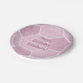 schattig meisje roze voetbalfeest papieren bordje (Gekanteld)