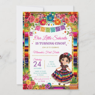 Schattig Meisje Señorita 5e Verjaardag Mexicaanse Kaart