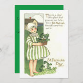 Schattig Meisje Shamrock Pot Kaart (Voorkant / Achterkant)