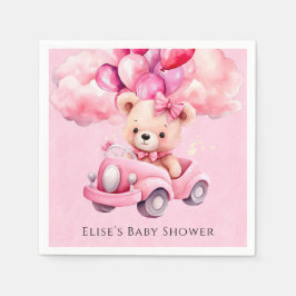 Schattig Meisje Teddy Bear Vintage Auto Baby showe Servet