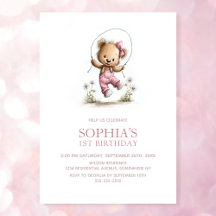 Schattig meisje teddybeer 1e verjaardag
