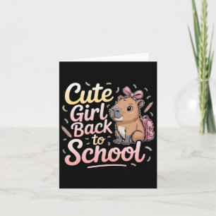 Schattig Meisje Terug Naar School Capybara Eerste  Kaart