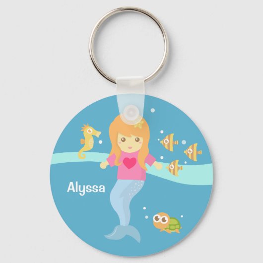 Schattig Meisje van de Kleine Zeemeermin Onder de  Sleutelhanger (Voorkant)