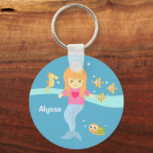 Schattig Meisje van de Kleine Zeemeermin Onder de  Sleutelhanger (Voorkant)