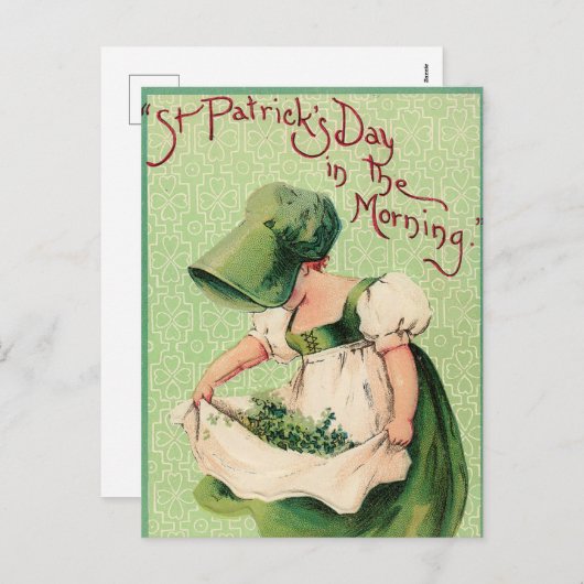 schattig meisje van St. Patrick's Day vakantie Feestdagenkaart (Voorkant / Achterkant)