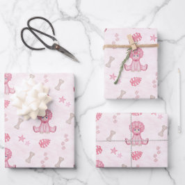 Schattig Meisje Verjaardag Roze Dinosaur Inpakpapier Vel