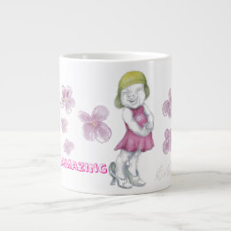 Schattig meisje verkleedt zich grote koffiekop