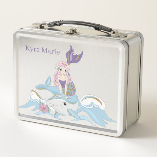 schattig meisje voegt de naam Metal Lunch Box toe (Voorkant)