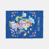 schattig meisje voegt naam mermaid toe fleece deken (Voorkant (Horizontaal))