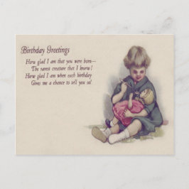 Schattig Meisje Voert Haar Pop Briefkaart