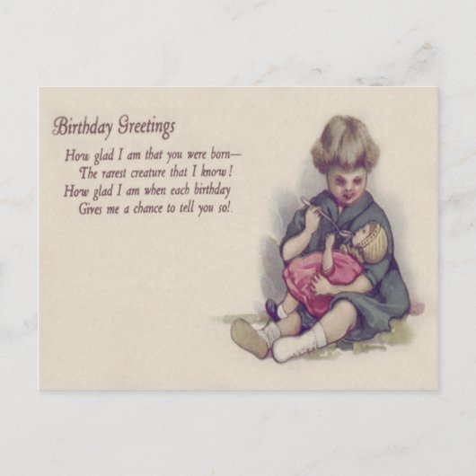 Schattig Meisje Voert Haar Pop Briefkaart (Voorkant)