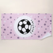 Schattig meisje voetbal femininity leuk persoonlij strandlaken (Voorkant)