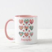 Schattig Meisje Waterverf Valentijnsharten Mok (Links)