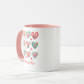 Schattig Meisje Waterverf Valentijnsharten Mok (Voorkant links)