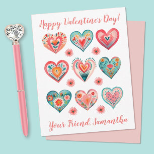 Schattig Meisje Waterverf Valentijnsharten Notitiekaartje