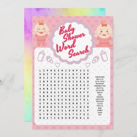 schattig meisje woordzoekster kaart (Voorkant / Achterkant)