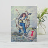 Schattig Meisje Zeeman Boei Werpring Kaart (Staand voorkant)